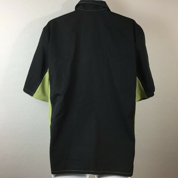 Chef Works Mens Black Button Up Shirt Black Green Chest Pocket Size L Lg Large - Picture 3 of 7